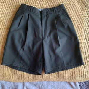 Green pleated shorts